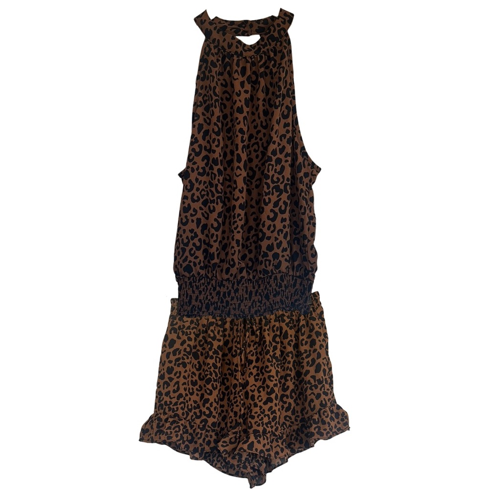 Sienna Sky Brown Leopard Set Halter Top and Bottom